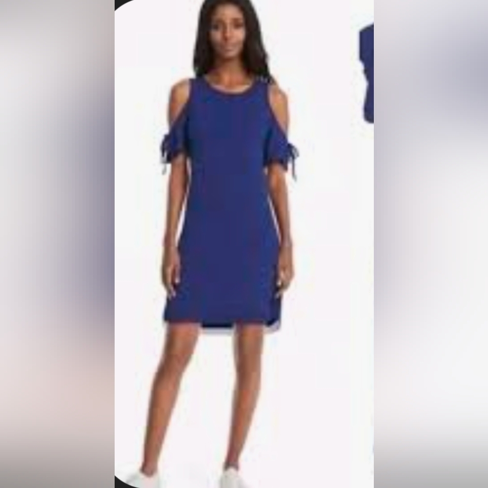 White House Black Market Blue Cold Shoulder Dress Size Medium